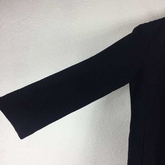 Eileen Fisher Black Geometric Cardi Jacket Small Stretch Textured Open Lagenlook - Picture 12 of 15